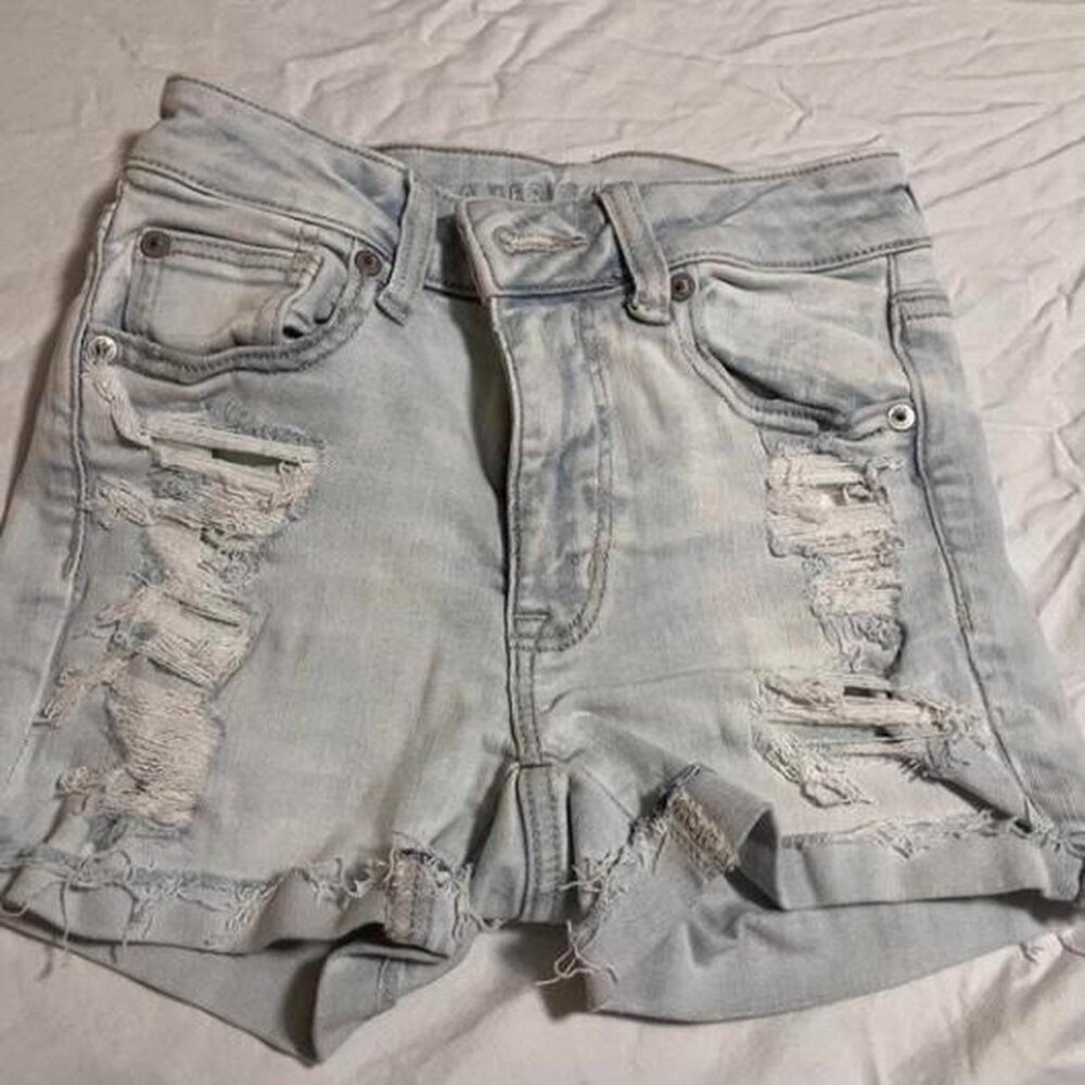 American Eagle Women’s Size XXXS blue next level stretch denim shorts